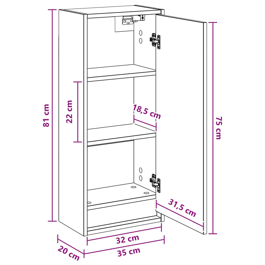 Wandgemonteerde wastafelmeubel Zwart eiken 35 x 20 x 81 cm