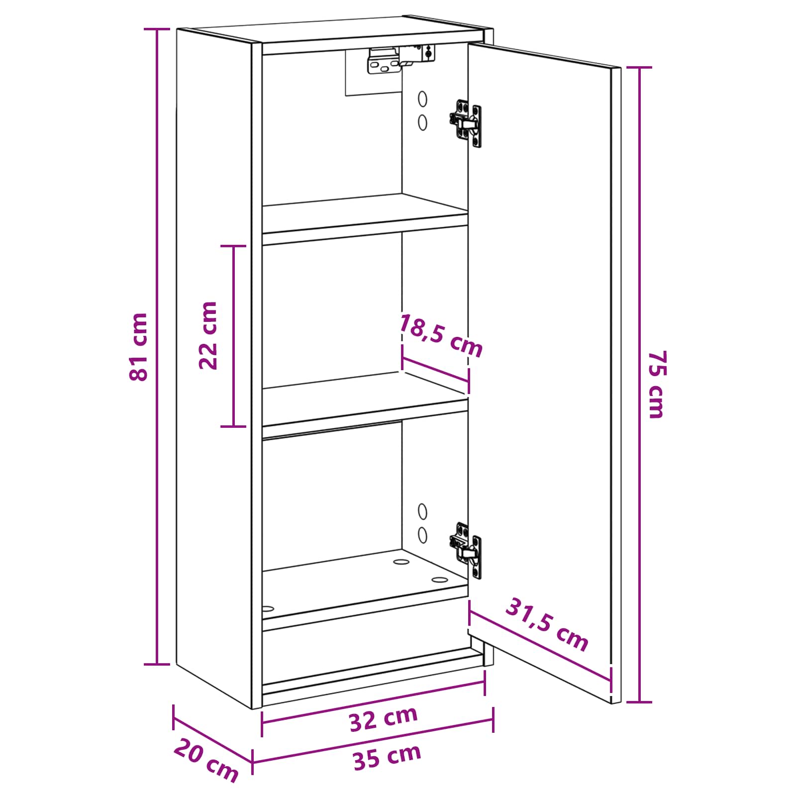 Wandgemonteerde wastafelmeubel Betongrijs 35 x 20 x 81 cm