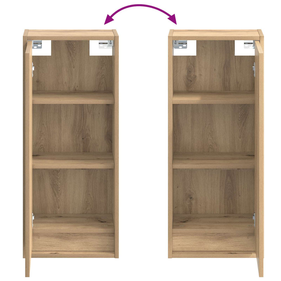 Wandgemonteerde wastafelmeubel Artisanaal eiken 35 x 20 x 81 cm