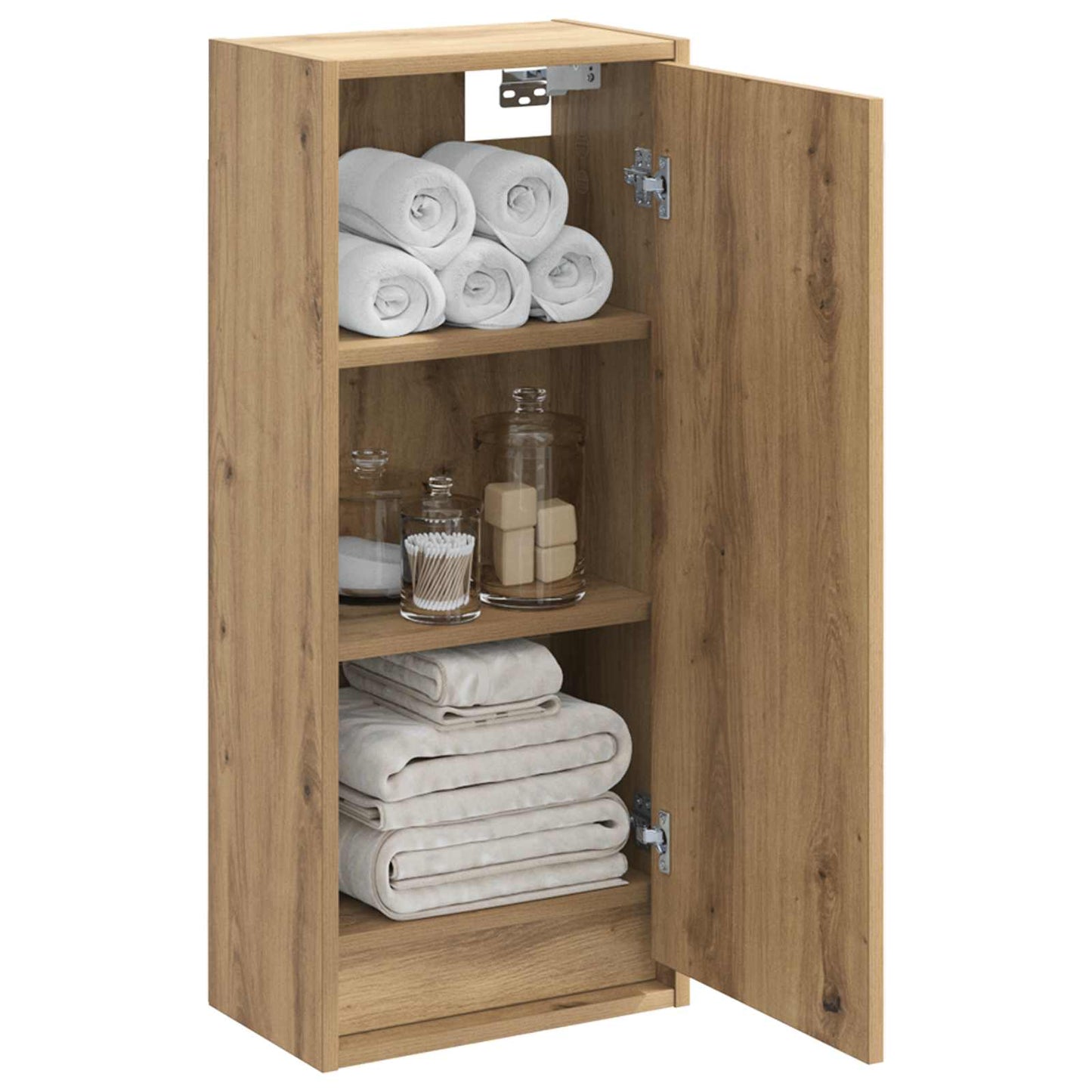 Wandgemonteerde wastafelmeubel Artisanaal eiken 35 x 20 x 81 cm