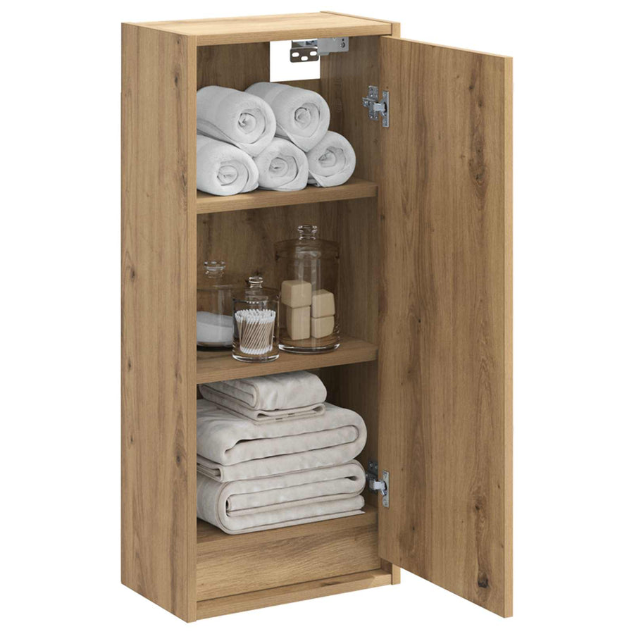 Wandgemonteerde wastafelmeubel Artisanaal eiken 35 x 20 x 81 cm