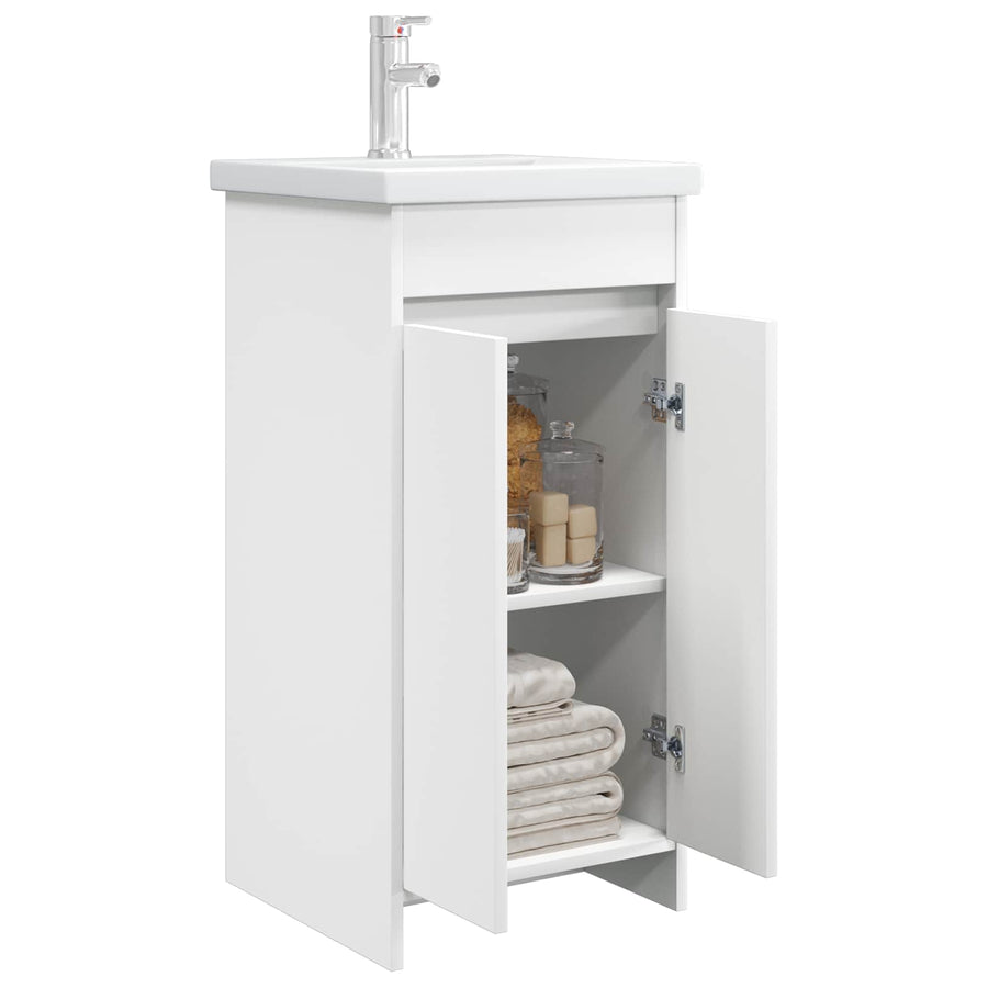 Badkamermeubel met Wasbak Wit 42 x 40 x 84,5 cm Bewerkt hout