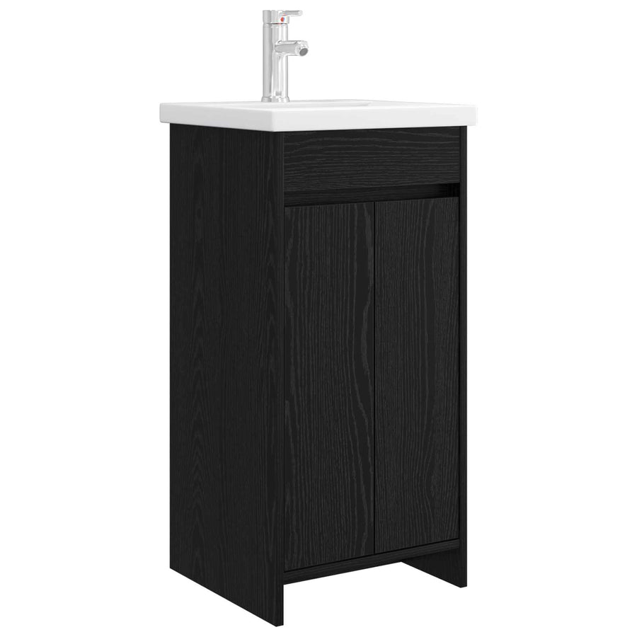 Badkamermeubel met Wasbak Zwart eiken 42 x 40 x 84,5 cm
