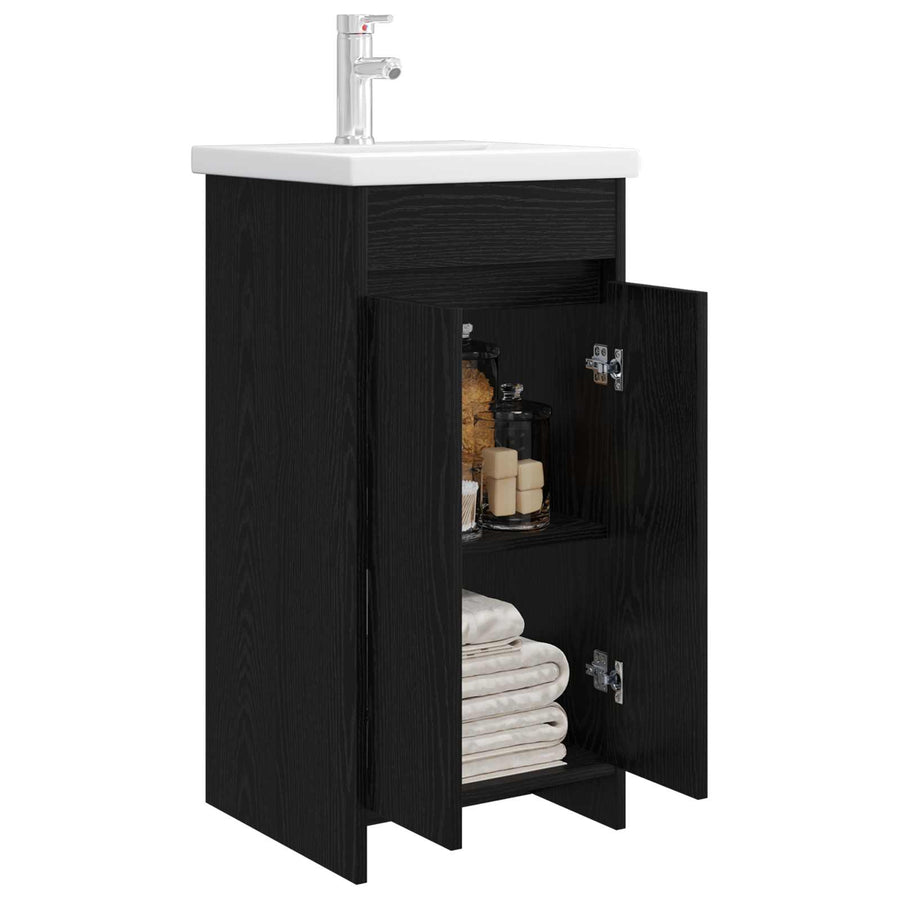 Badkamermeubel met Wasbak Zwart eiken 42 x 40 x 84,5 cm