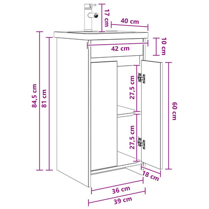 Badkamermeubel met Wasbak Betongrijs 42 x 40 x 84,5 cm
