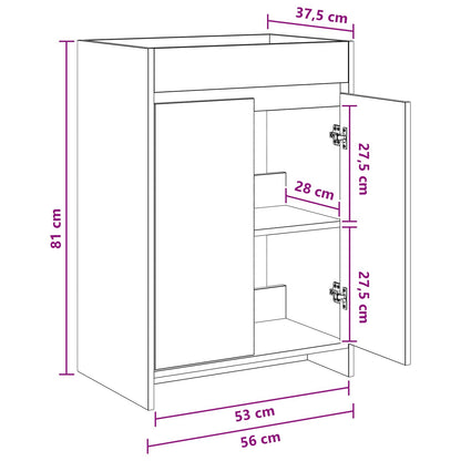 Badkamer Onder Wasbak Kast Wit 56 x 37,5 x 81 cm Bewerkt hout