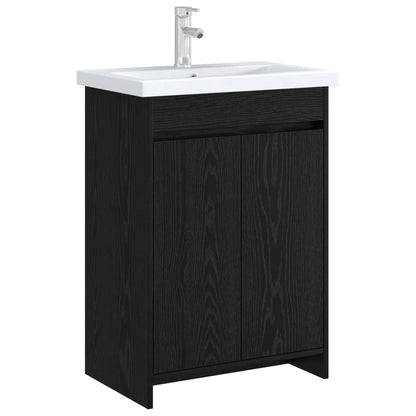 Badkamer Onder Wasbak Kast Zwart eiken 56 x 37,5 x 81 cm