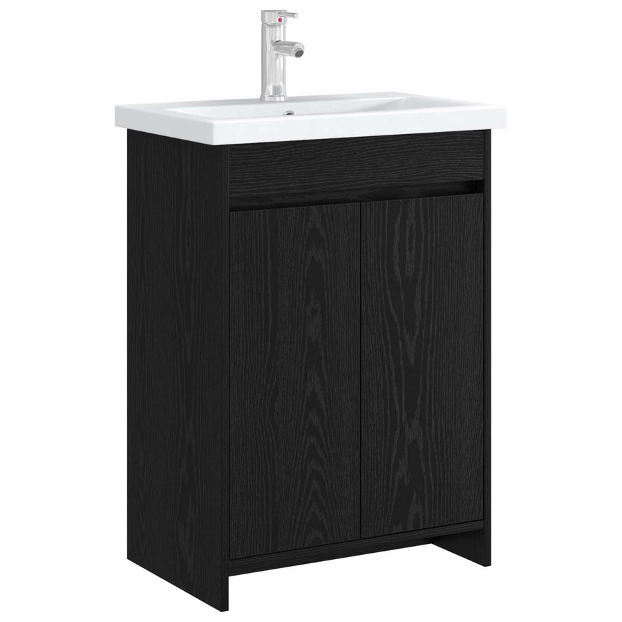 Badkamer Onder Wasbak Kast Zwart eiken 56 x 37,5 x 81 cm