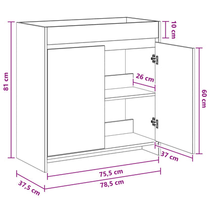 Badkamer Onder Wasbak Kast Wit 78,5 x 37,5 x 81 cm Bewerkt hout