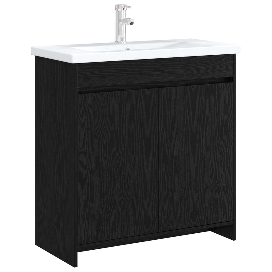 Badkamer Onder Wasbak Kast Zwart eiken 78,5 x 37,5 x 81 cm