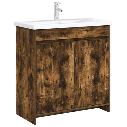 Badkamer Onder Wasbak Kast Gerookt eiken 78,5 x 37,5 x 81 cm