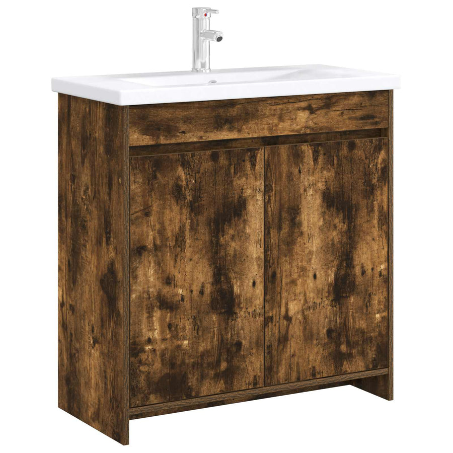 Badkamer Onder Wasbak Kast Gerookt eiken 78,5 x 37,5 x 81 cm