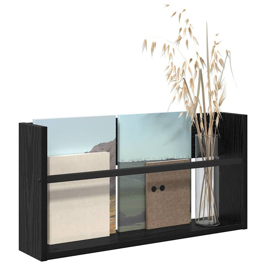 Tijdschrift Rek Bewerkt Hout 1 60 x 12 x 30 cm Zwart eiken