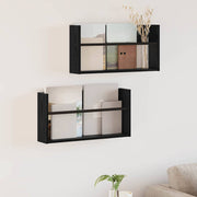 Tijdschrift rek 2 stuks 60x12x30 cm zwart eiken