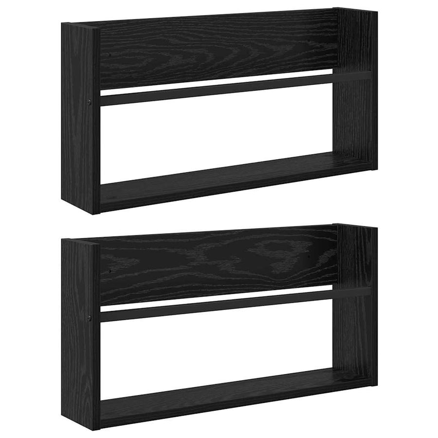 Tijdschrift Rek 2 Pcs Bewerkt Hout 60 x 12 x 30 cm Zwart eiken
