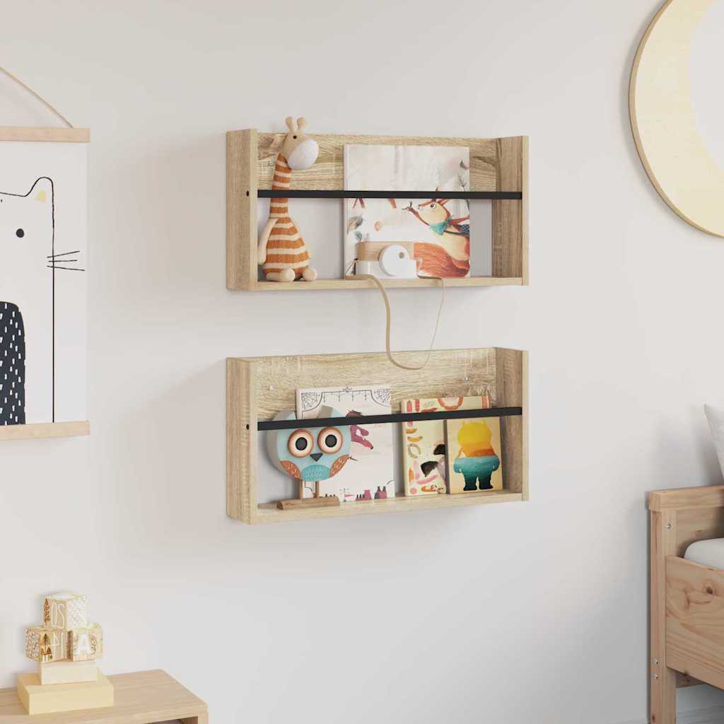 Tijdschrift Rek 2 pcs Sonoma Eiken 60 x 12 x 30 cm Bewerkt hout