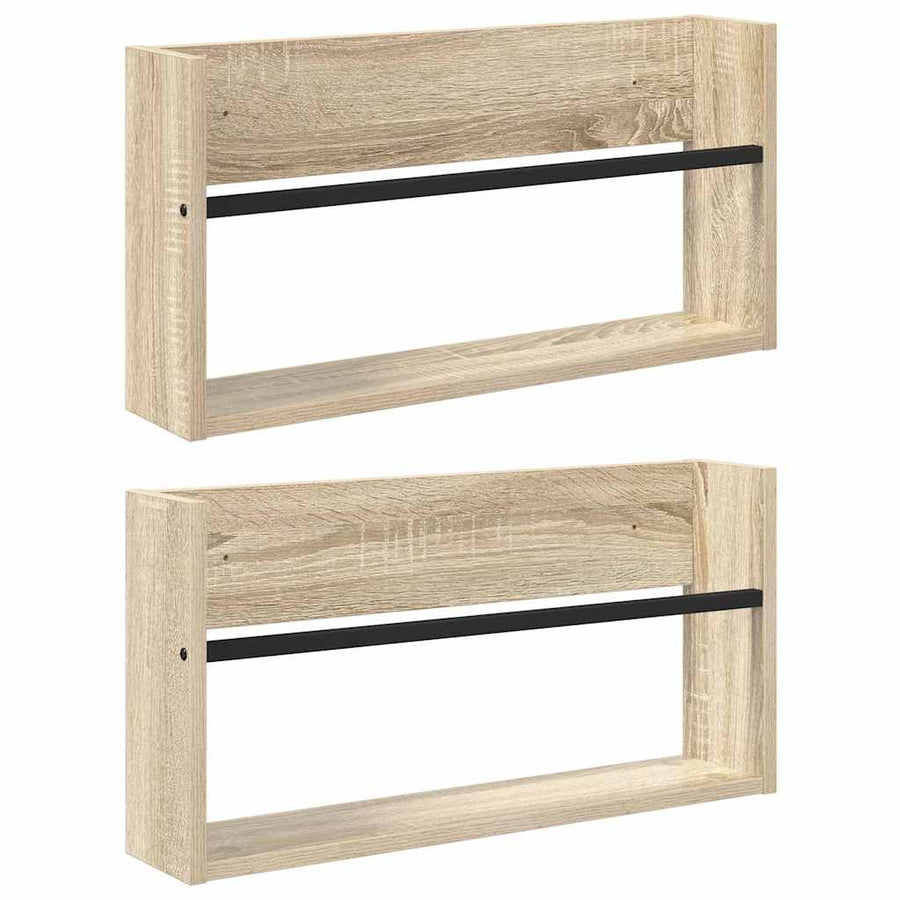 Tijdschrift Rek 2 pcs Sonoma Eiken 60 x 12 x 30 cm Bewerkt hout