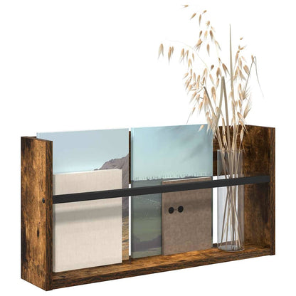 Tijdschrift Rek Bewerkt Hout 1 60 x 12 x 30 cm Gerookt eiken
