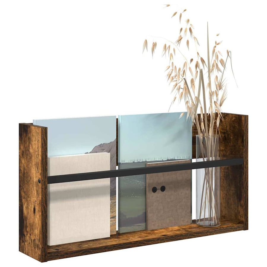 Tijdschrift Rek Bewerkt Hout 1 60 x 12 x 30 cm Gerookt eiken