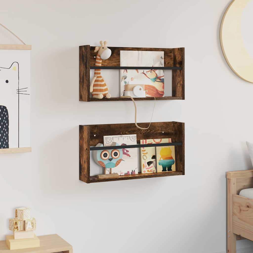 Tijdschrift Rek Met Plank 2 Pcs 60 x 12 x 30 cm Gerookt eiken