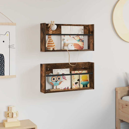 Tijdschrift Rek Met Plank 2 Pcs 60 x 12 x 30 cm Gerookt eiken