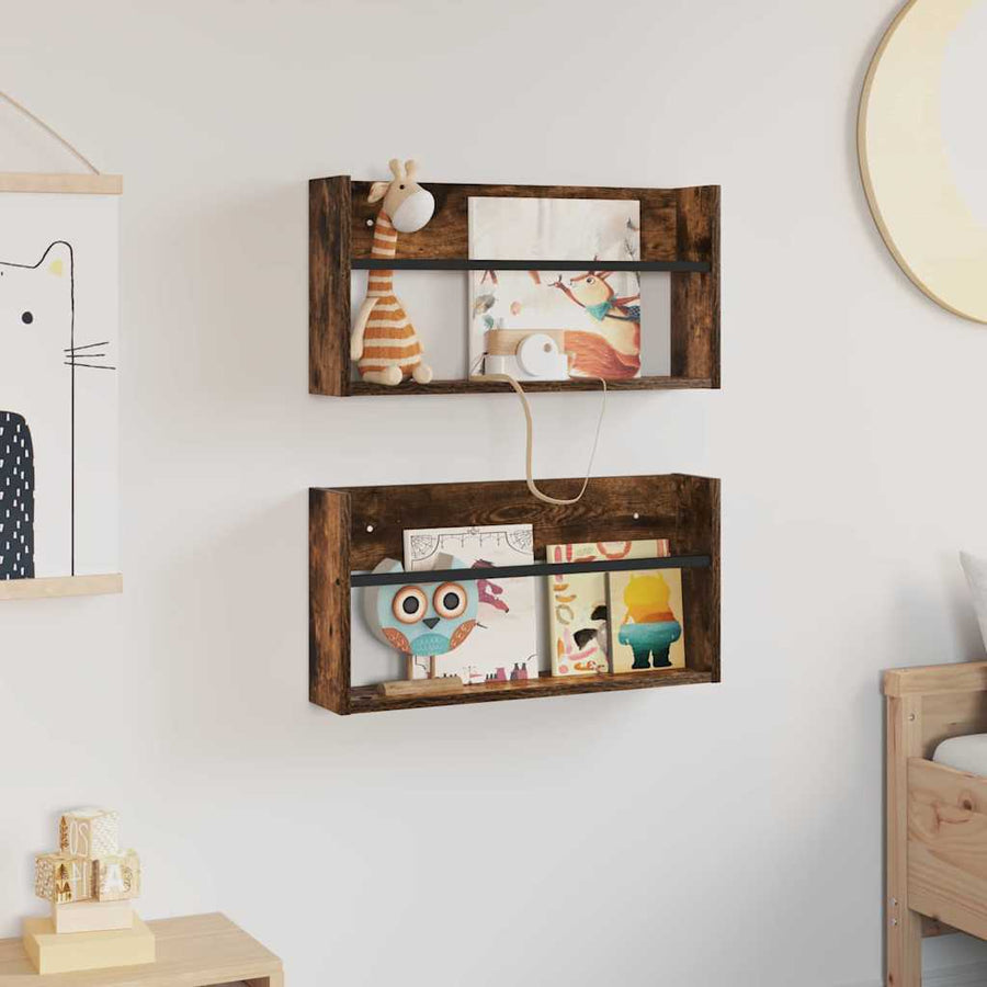 Tijdschrift Rek Met Plank 2 Pcs 60 x 12 x 30 cm Gerookt eiken