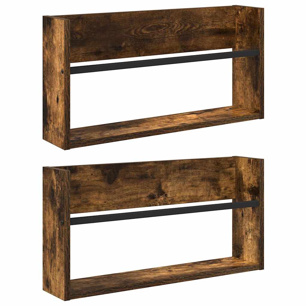 Tijdschrift Rek Met Plank 2 Pcs 60 x 12 x 30 cm Gerookt eiken