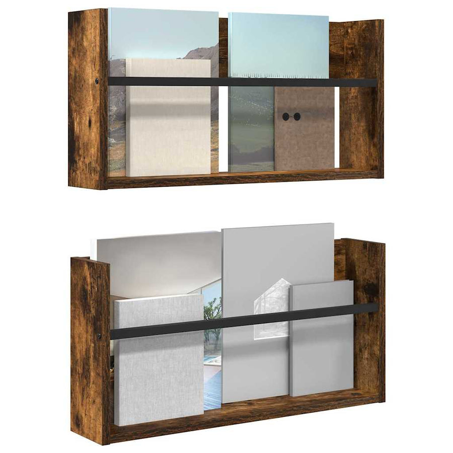 Tijdschrift Rek Met Plank 2 Pcs 60 x 12 x 30 cm Gerookt eiken