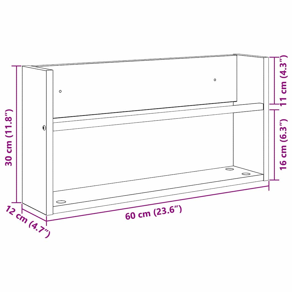 Tijdschrift Rek Met Plank 2 Pcs 60 x 12 x 30 cm Gerookt eiken