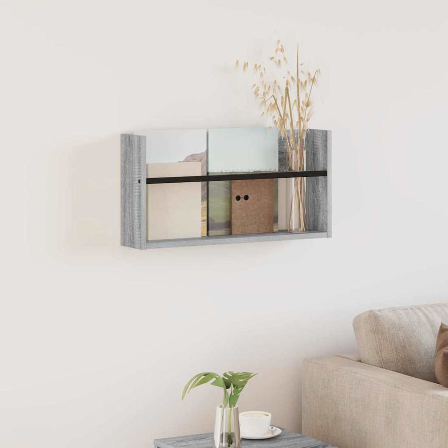 Tijdschrift Rek Bewerkt Hout 1 60 x 12 x 30 cm Grijs sonoma