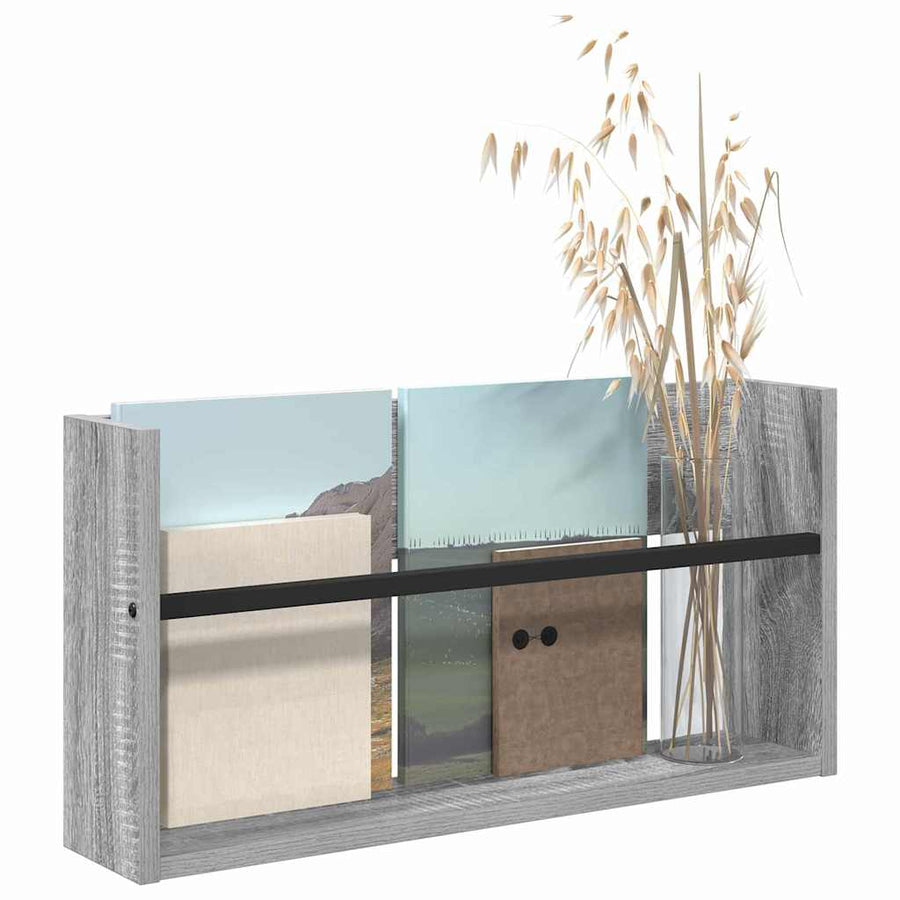 Tijdschrift Rek Bewerkt Hout 1 60 x 12 x 30 cm Grijs sonoma