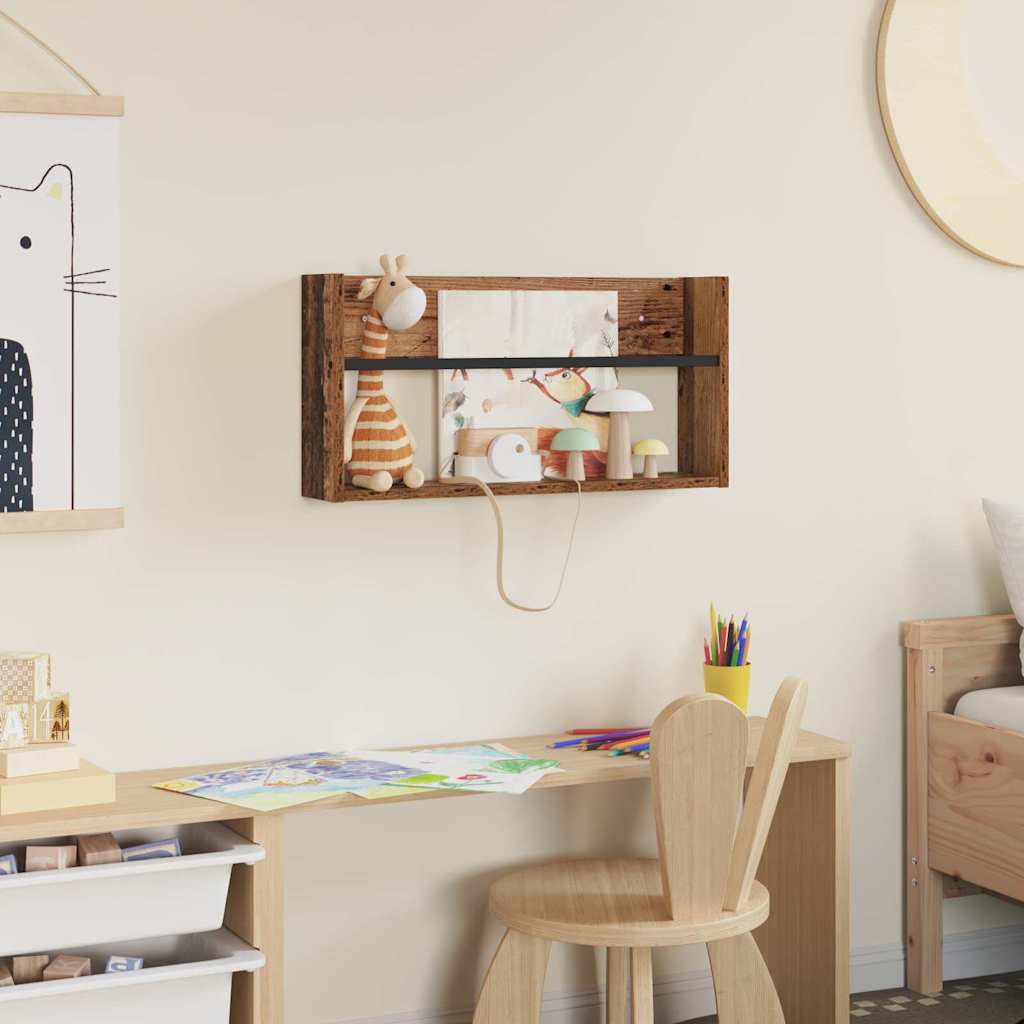 Tijdschrift Rek Met Plank Oudhout Bewerkt Hout 1 60 x 12 x 30 cm Oud hout
