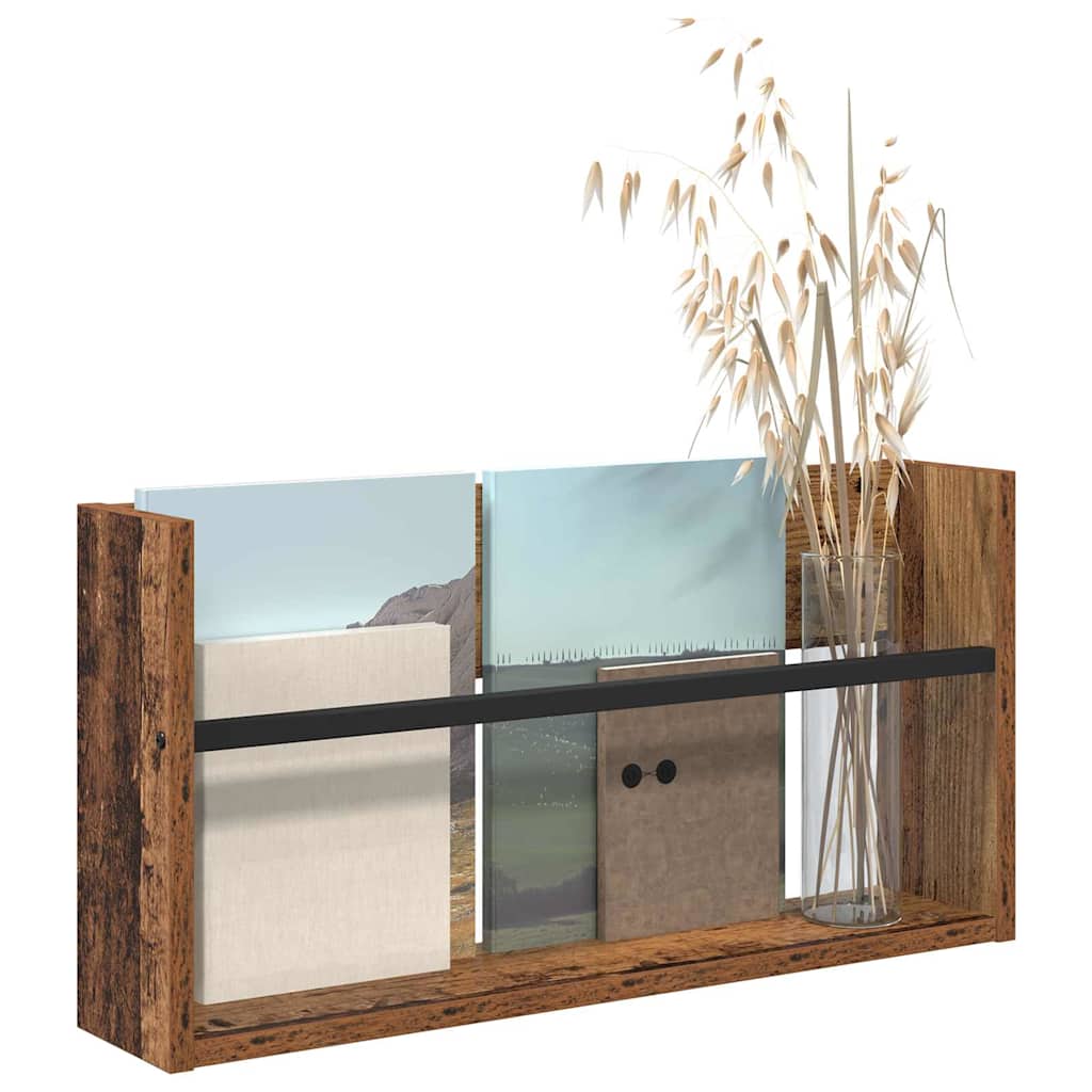 Tijdschrift Rek Met Plank Oudhout Bewerkt Hout 1 60 x 12 x 30 cm Oud hout