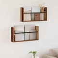 Tijdschrift Rek 2 pcs Oudhout 60 x 12 x 30 cm Bewerkt hout