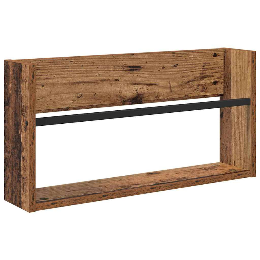 Tijdschrift Rek 2 Pcs Oudhout Bewerkt Hout 60 x 12 x 30 cm Oud hout