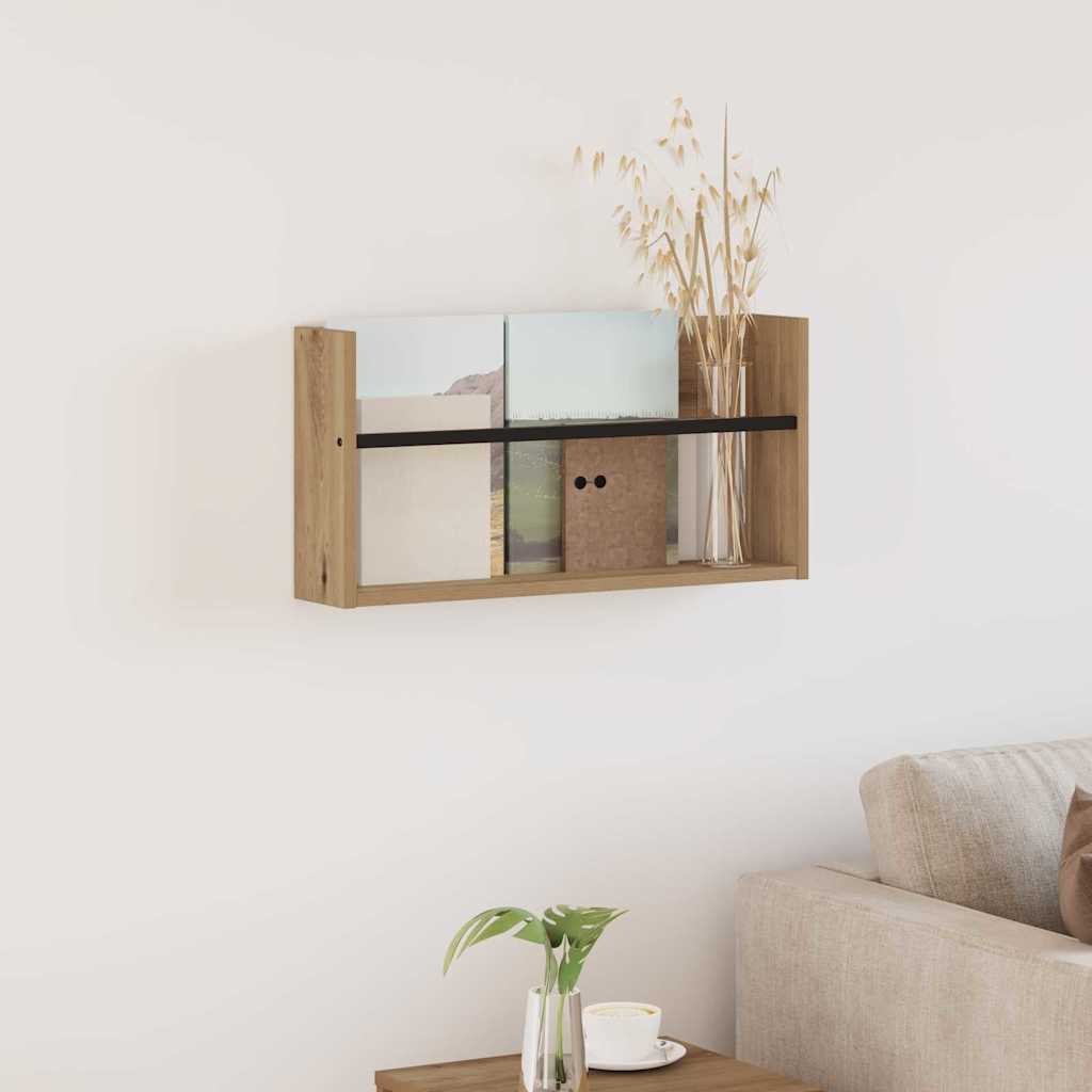 Tijdschrift Rek Artisan Eiken Bewerkt Hout 1 60 x 12 x 30 cm artisanaal eikenkleurig