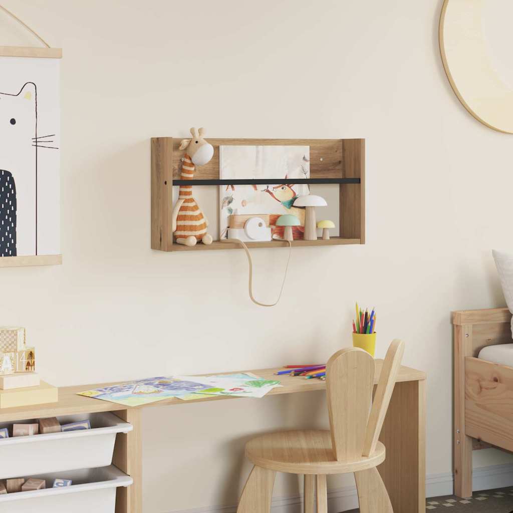 Tijdschrift Rek Artisan Eiken Bewerkt Hout 1 60 x 12 x 30 cm artisanaal eikenkleurig