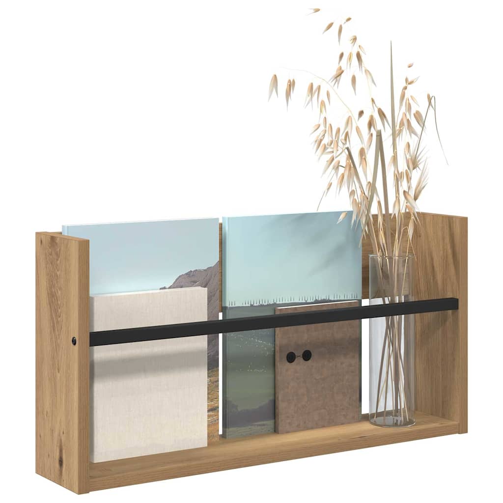 Tijdschrift Rek Artisan Eiken Bewerkt Hout 1 60 x 12 x 30 cm artisanaal eikenkleurig