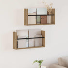 Tijdschriftenrek met plank 60x12x30 cm eikenkleurig (set van 2)