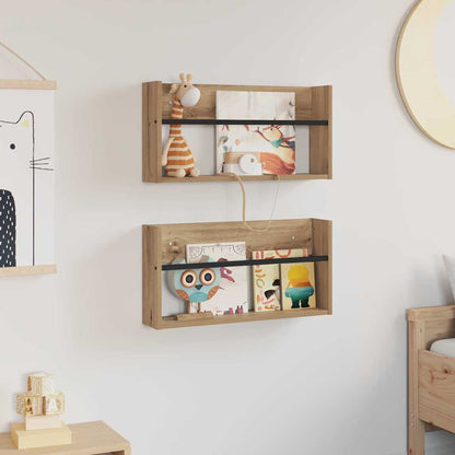 Tijdschrift Rek Met Plank 2 Pcs Artisan Eiken 60 x 12 x 30 cm artisanaal eikenkleurig