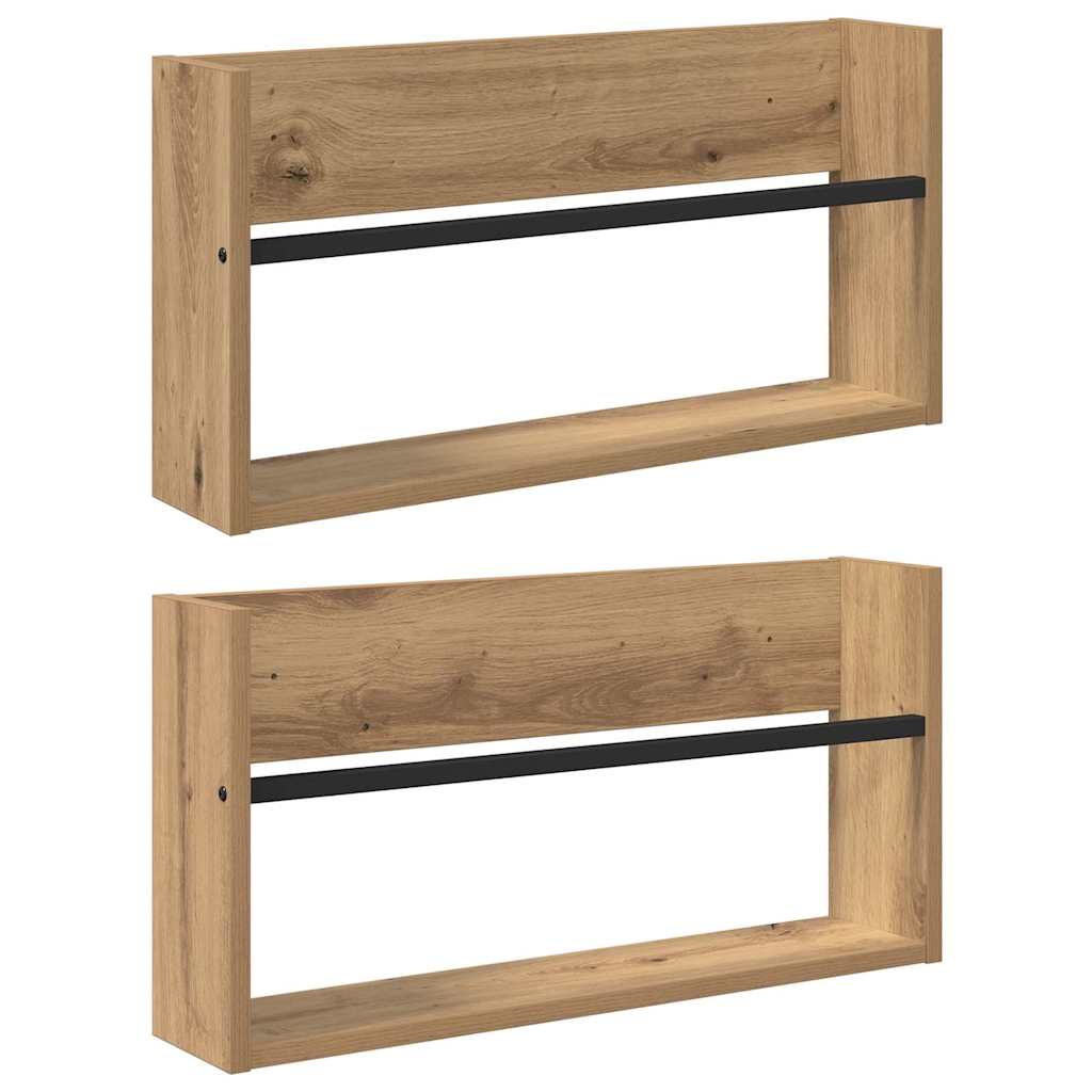 Tijdschrift Rek Met Plank 2 Pcs Artisan Eiken 60 x 12 x 30 cm artisanaal eikenkleurig