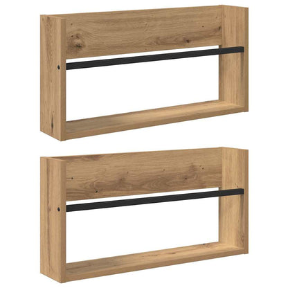 Tijdschrift Rek Met Plank 2 Pcs Artisan Eiken 60 x 12 x 30 cm artisanaal eikenkleurig