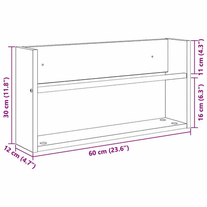 Tijdschrift Rek Met Plank 2 Pcs Artisan Eiken 60 x 12 x 30 cm artisanaal eikenkleurig