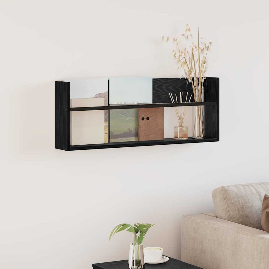 Tijdschrift Rek Bewerkt Hout 1 80 x 12 x 30 cm Zwart eiken