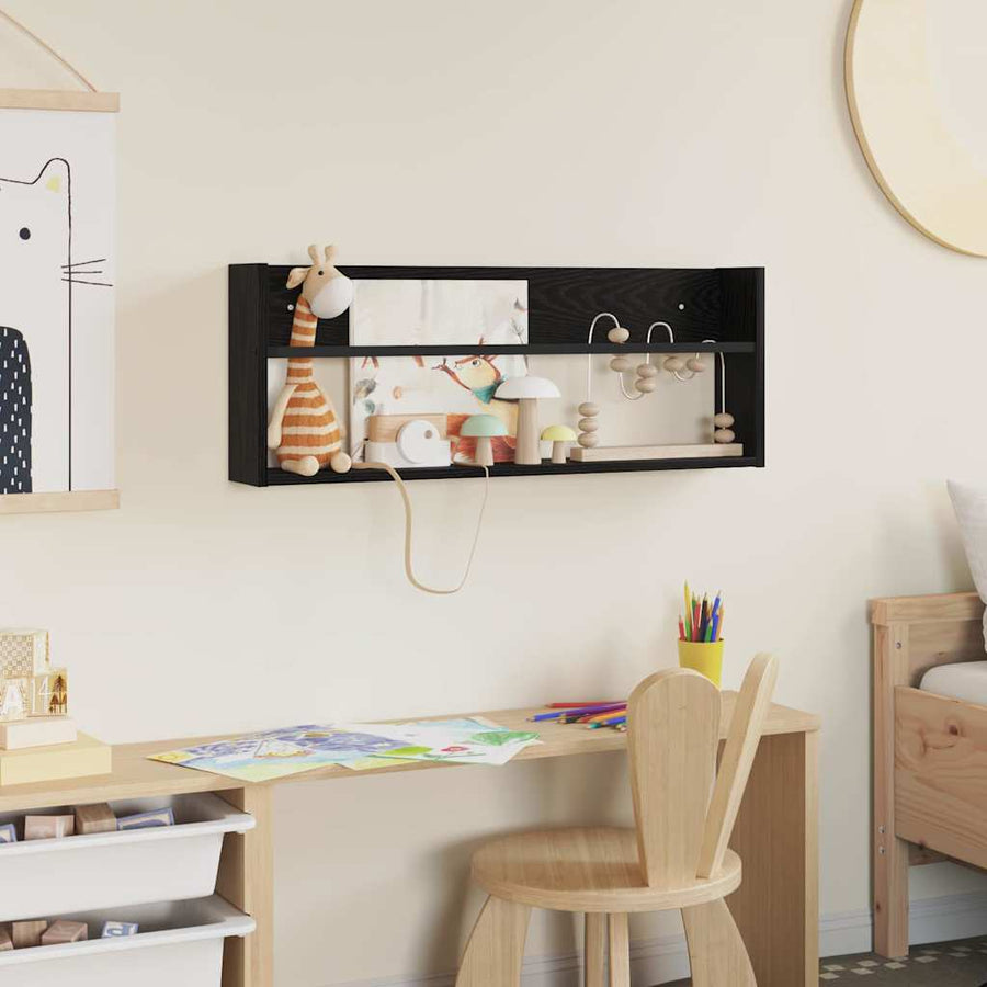 Tijdschrift Rek Bewerkt Hout 1 80 x 12 x 30 cm Zwart eiken