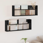 Tijdschriftenrek 80x12x30 cm zwart eiken (2 stuks)