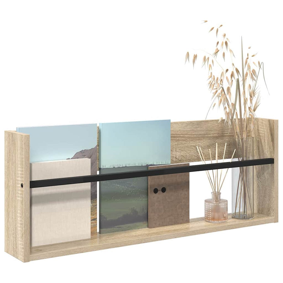 Tijdschrift Rek Bewerkt Hout 1 80 x 12 x 30 cm Sonoma eiken