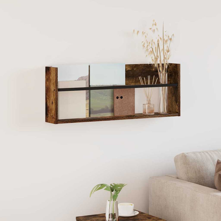 Tijdschrift Rek Bewerkt Hout 1 80 x 12 x 30 cm Gerookt eiken