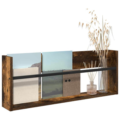 Tijdschrift Rek Bewerkt Hout 1 80 x 12 x 30 cm Gerookt eiken