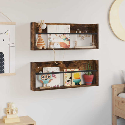 Tijdschrift Rek Met Plank 2 Pcs 80 x 12 x 30 cm Gerookt eiken